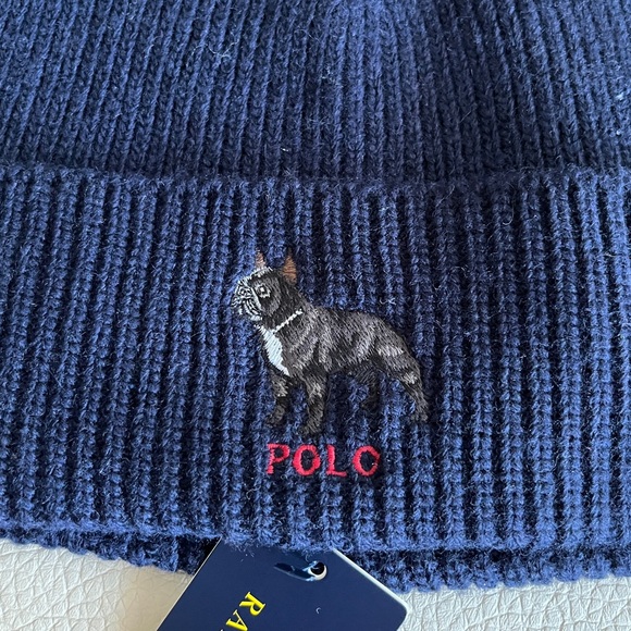 NWT - Polo Ralph Lauren Adult Dog Embroidered Ribbed Knit Beanie - Picture 2 of 4